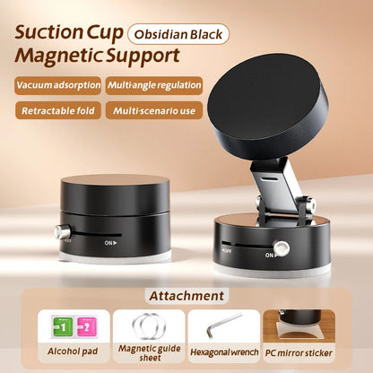 Mini Vacuum Magnetic Phone Holder | Double-Sided Suction, Foldable Stand for iPhone & Android