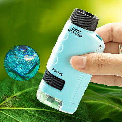 Educational 60-120x LED Handheld Microscope - Battery Powered Toy for Kids, Outdoor Gift