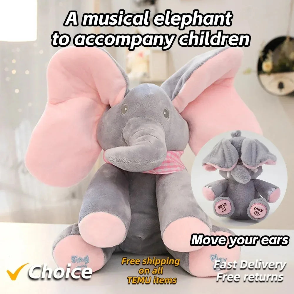 Plush Singing Elephant Toy – Animated Stuffed Animal with Moving Ears, Perfect Baby Gift