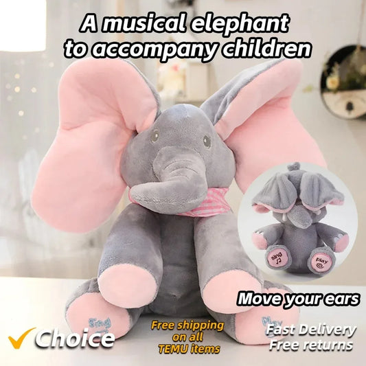 Plush Singing Elephant Toy – Animated Stuffed Animal with Moving Ears, Perfect Baby Gift