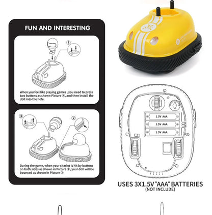 RC Super Battle Bumper Car Toy with 2.4G Remote - Pop-up Doll, Light, Ejection & Crash Bounce - Ideal for Kids & Parenting Gifts