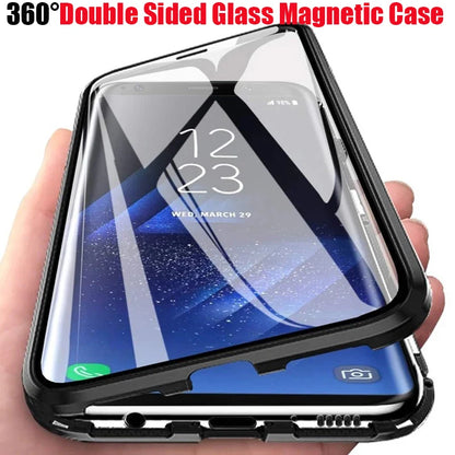 360°Full Protection Metal Magnetic Double-Sided Glass Phone Case For Samsung A55 A54 A52 S23 S22 S24 S25 Ultra Edge Plus S20 FE