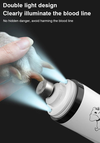 USB Rechargeable Electric Pet Nail Grinder – LED Light Grooming Trimmer for Cats & Dogs