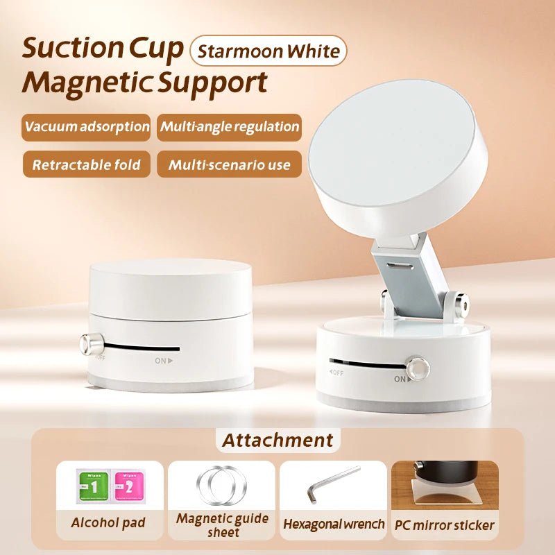 Mini Vacuum Magnetic Phone Holder | Double-Sided Suction, Foldable Stand for iPhone & Android