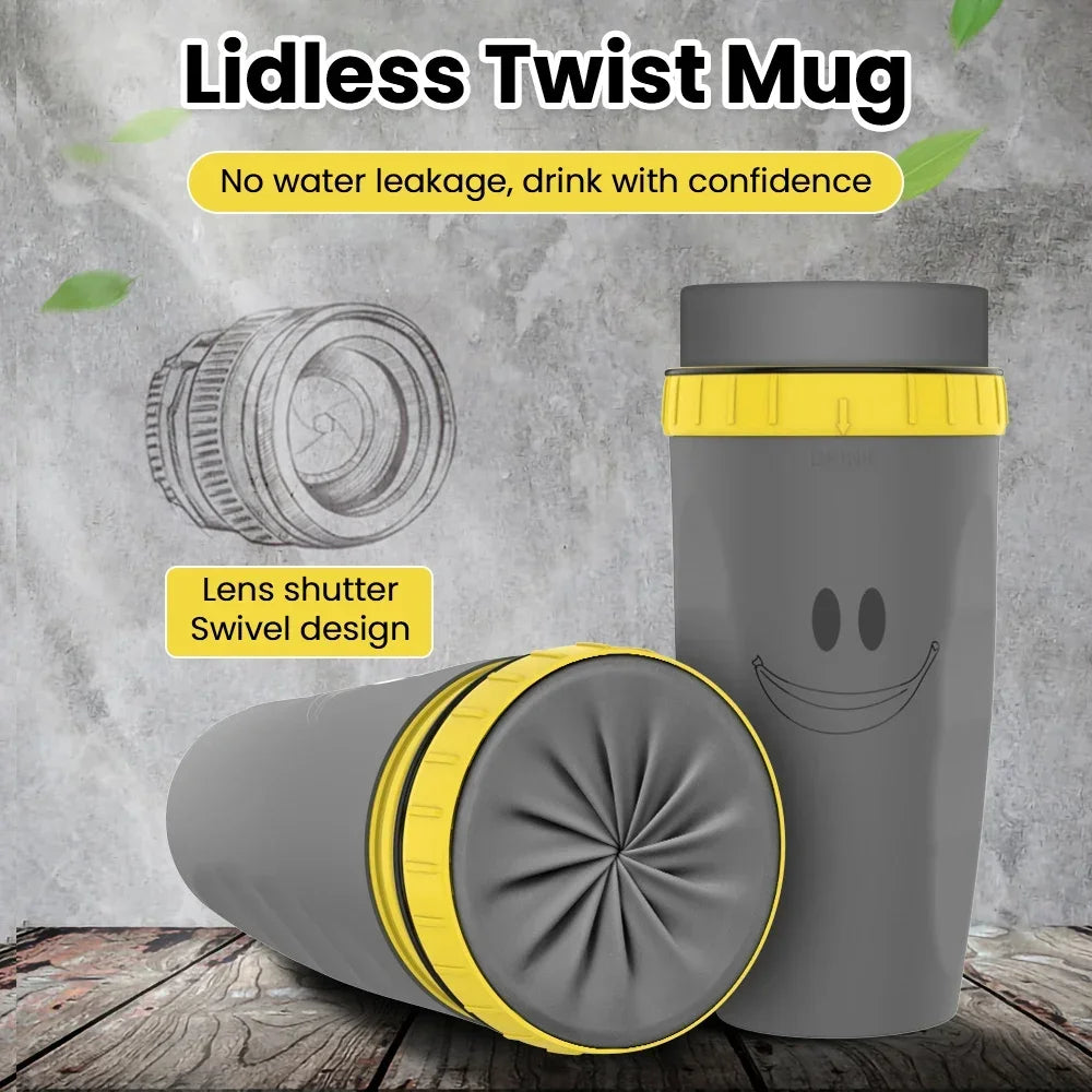 Portable Double-Walled Insulated Coffee Straw Cup with Twist Lid - Thermos for Juice, Tea, & Coffee