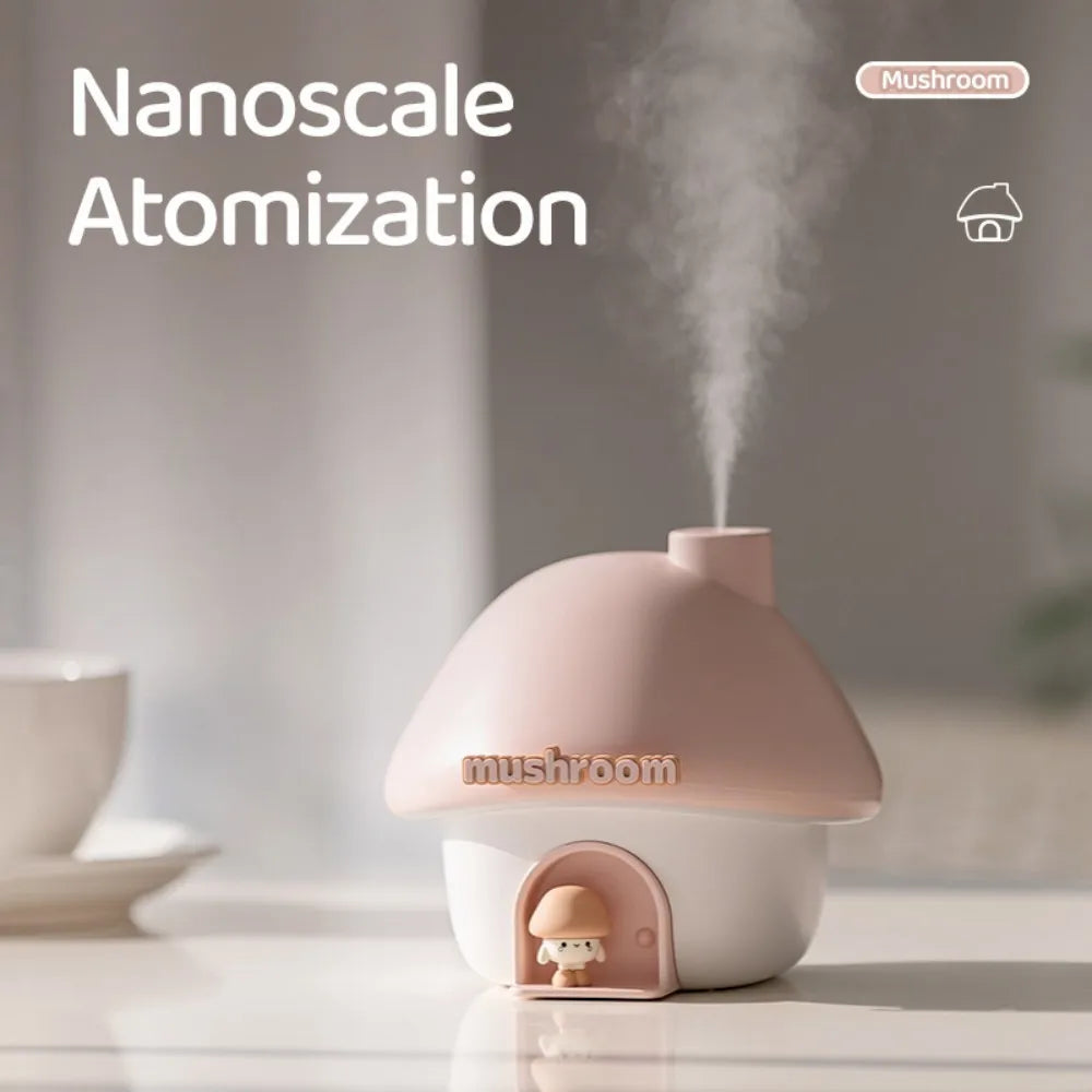 300ml Mini Essential Oil Aroma Diffusers Colourful Lighting Cute Mushroom House Home Ultrasonic Humidifier