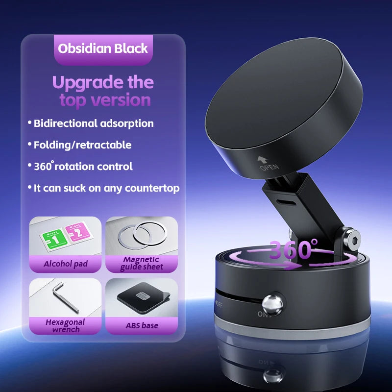 Mini Vacuum Magnetic Phone Holder | Double-Sided Suction, Foldable Stand for iPhone & Android