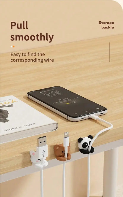 WORTHBUY Cute Desktop Cable Organizer Holder Winder Clips Desk Self-Adhesive Mobile Phone Data Cable Management Wire Cord Holder