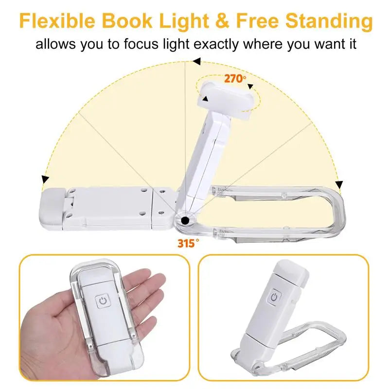 Mini Light Reading Clip Light LED Small Night Light USB Charging Adjustable Brightness Eye Protection Portable Smart Book Lamp