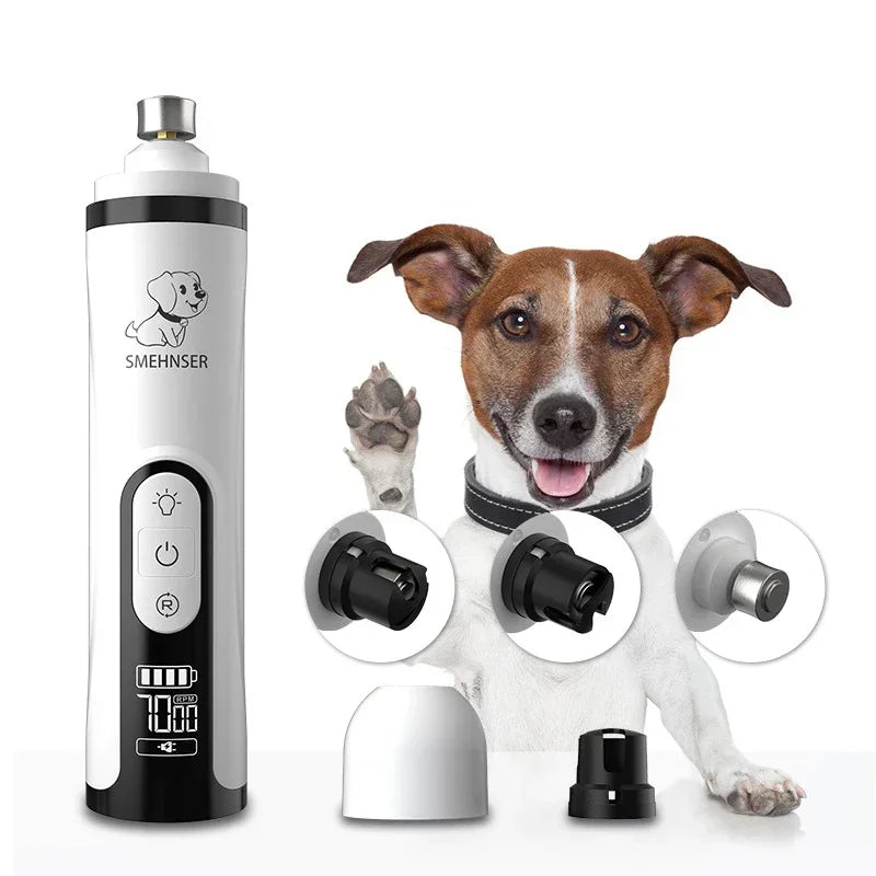 USB Rechargeable Electric Pet Nail Grinder – LED Light Grooming Trimmer for Cats & Dogs