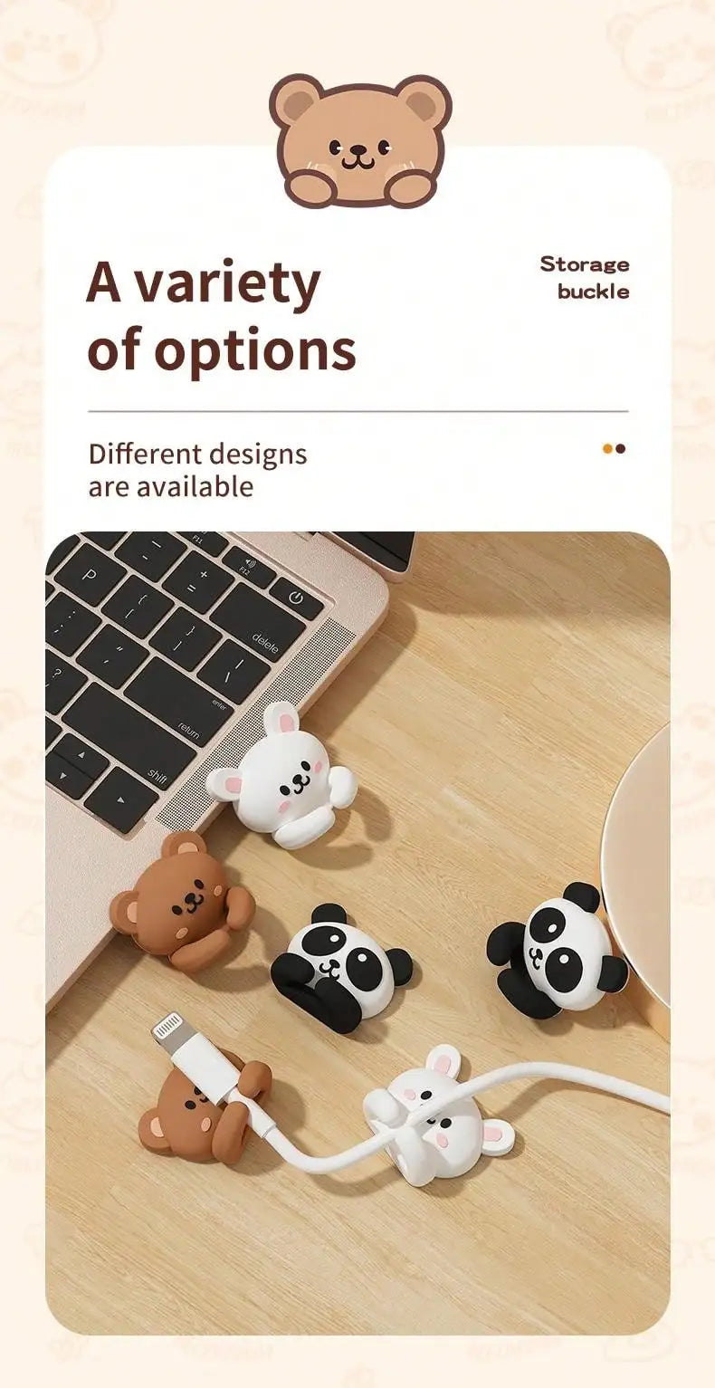 WORTHBUY Cute Desktop Cable Organizer Holder Winder Clips Desk Self-Adhesive Mobile Phone Data Cable Management Wire Cord Holder