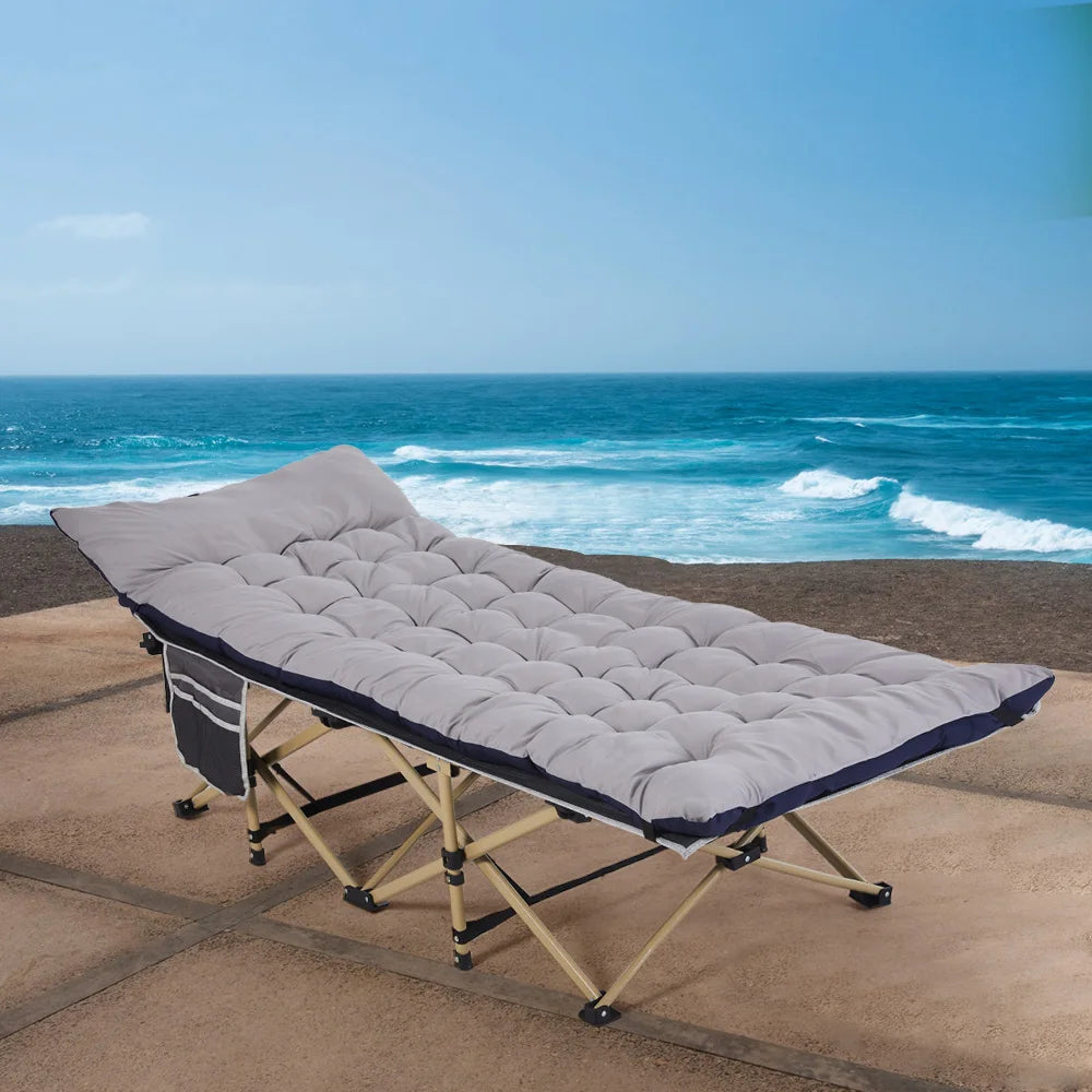 【Breeins】Folding Camping Cot with Mattress – Heavy Duty Portable Outdoor Bed for Adults, Includes Carry Bag