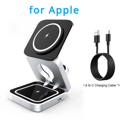 3 in 1 Wireless Charger Stand for IPhone 15 14 13 12 Samsung S23 S22 S21 Galaxy Watch 5 4 Active Buds Fast Charging Dock Station