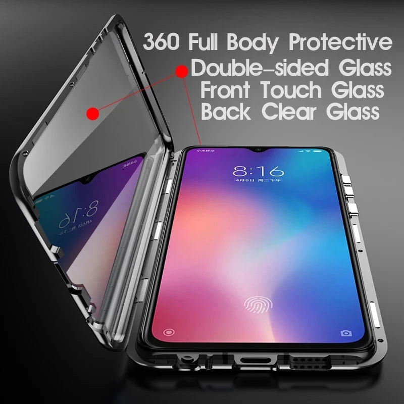 360°Full Protection Metal Magnetic Double-Sided Glass Phone Case For Samsung A55 A54 A52 S23 S22 S24 S25 Ultra Edge Plus S20 FE