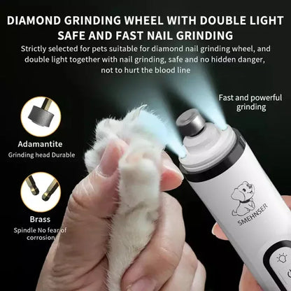 USB Rechargeable Electric Pet Nail Grinder – LED Light Grooming Trimmer for Cats & Dogs