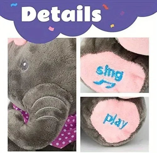 Plush Singing Elephant Toy – Animated Stuffed Animal with Moving Ears, Perfect Baby Gift