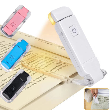 Mini Light Reading Clip Light LED Small Night Light USB Charging Adjustable Brightness Eye Protection Portable Smart Book Lamp