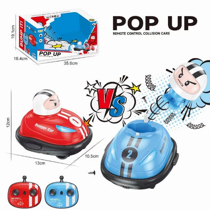 RC Super Battle Bumper Car Toy with 2.4G Remote - Pop-up Doll, Light, Ejection & Crash Bounce - Ideal for Kids & Parenting Gifts