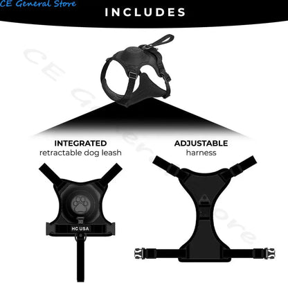 Adjustable Dog Harness with Retractable Leash for Large Dogs | Comfortable Anti-Slip Soft Handle