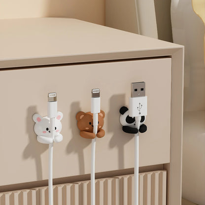 WORTHBUY Cute Desktop Cable Organizer Holder Winder Clips Desk Self-Adhesive Mobile Phone Data Cable Management Wire Cord Holder