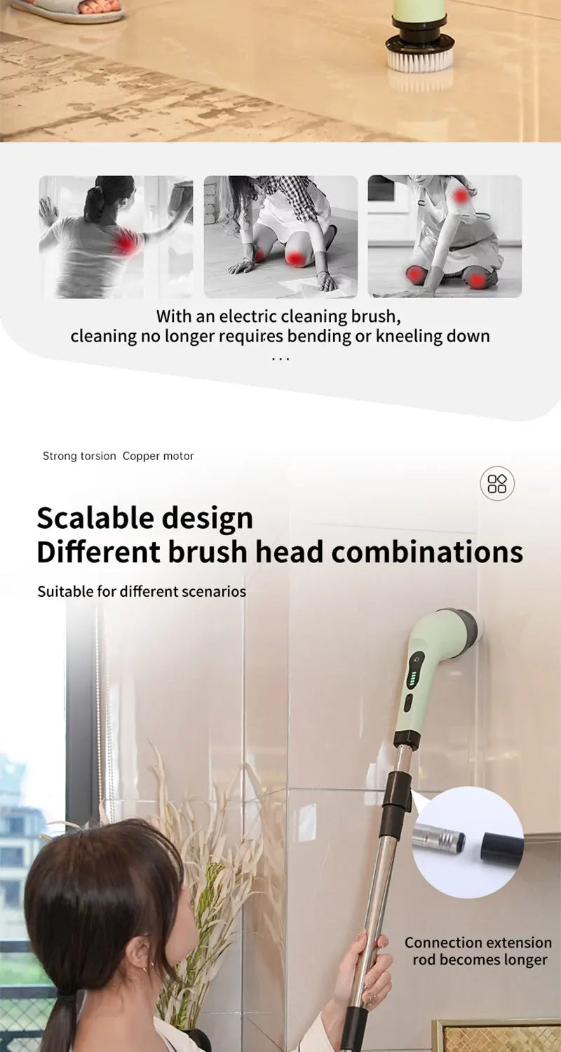 9-in-1 Electric Spin Cleaning Brush – Powerful Scrubber Tools for household, Kitchen, and Bathroom