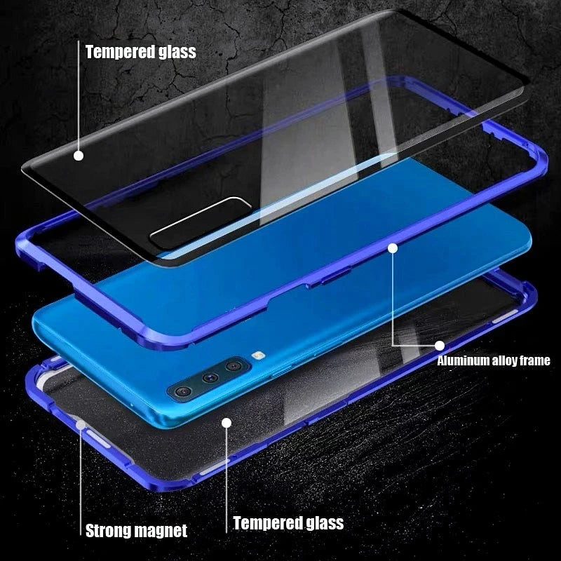 360°Full Protection Metal Magnetic Double-Sided Glass Phone Case For Samsung A55 A54 A52 S23 S22 S24 S25 Ultra Edge Plus S20 FE