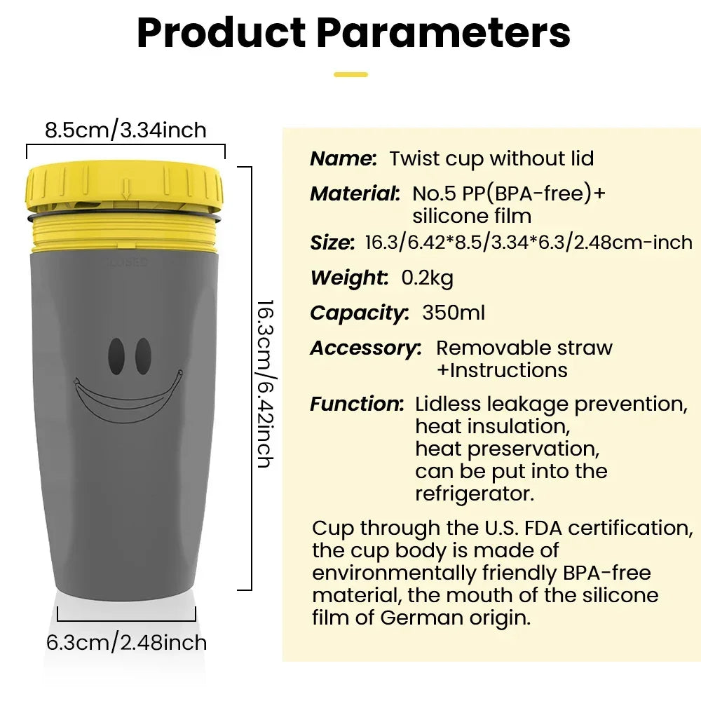 Portable Double-Walled Insulated Coffee Straw Cup with Twist Lid - Thermos for Juice, Tea, & Coffee