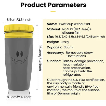 Portable Double-Walled Insulated Coffee Straw Cup with Twist Lid - Thermos for Juice, Tea, & Coffee