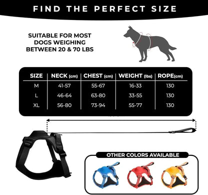 Adjustable Dog Harness with Retractable Leash for Large Dogs | Comfortable Anti-Slip Soft Handle