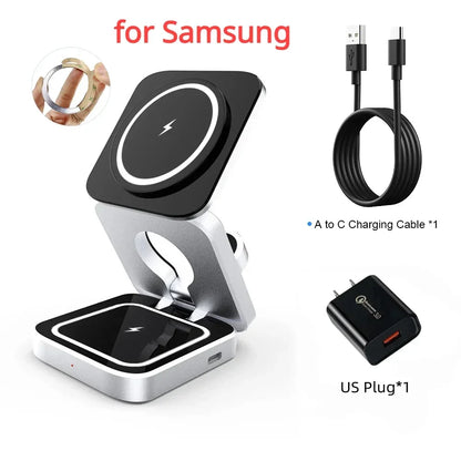 3 in 1 Wireless Charger Stand for IPhone 15 14 13 12 Samsung S23 S22 S21 Galaxy Watch 5 4 Active Buds Fast Charging Dock Station