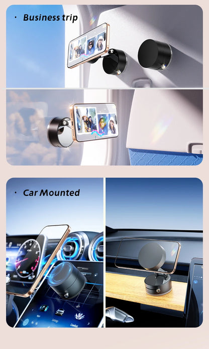 Mini Vacuum Magnetic Phone Holder | Double-Sided Suction, Foldable Stand for iPhone & Android