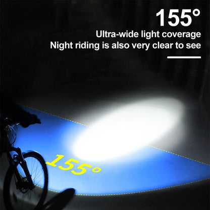 Solar Bicycle Light with Horn 120dB TYPE-C Rechargeable MTB Road Bike Front Lamp Flashlight Bicycle Light 1200 mah