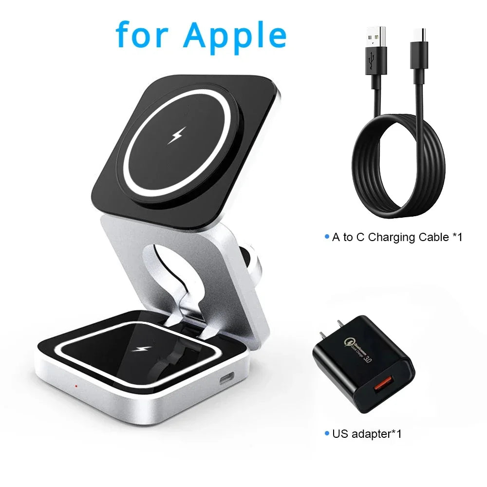 3 in 1 Wireless Charger Stand for IPhone 15 14 13 12 Samsung S23 S22 S21 Galaxy Watch 5 4 Active Buds Fast Charging Dock Station