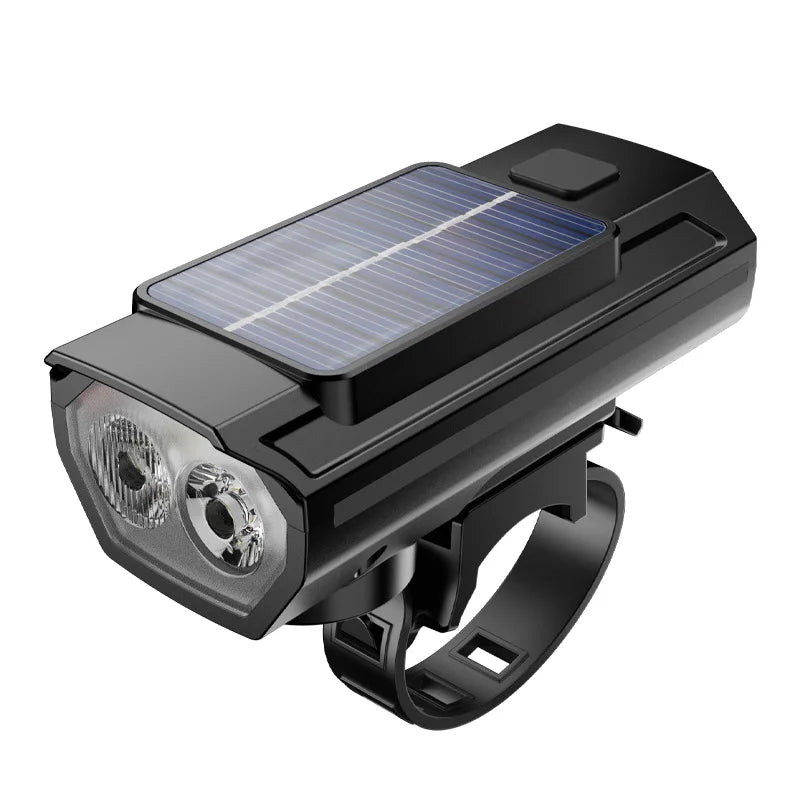 Solar Bicycle Light with Horn 120dB TYPE-C Rechargeable MTB Road Bike Front Lamp Flashlight Bicycle Light 1200 mah