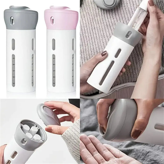 4-in-1 Portable Travel Liquid Dispenser – Refillable Leakproof Bottle for Perfume, Shampoo, Conditioner, and Lotion