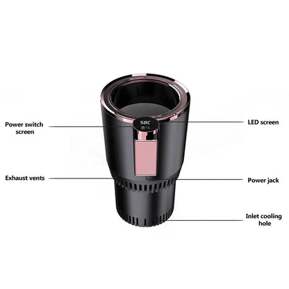 Car Heating Cooling Cup 12V 2 in1 Smart Car Cup Holder Digital Temperature Display Drink Cup Warmer Cooler Mini Car Refrigerator