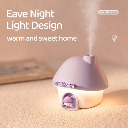 300ml Mini Essential Oil Aroma Diffusers Colourful Lighting Cute Mushroom House Home Ultrasonic Humidifier