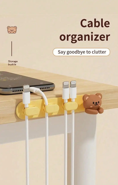 WORTHBUY Cute Desktop Cable Organizer Holder Winder Clips Desk Self-Adhesive Mobile Phone Data Cable Management Wire Cord Holder