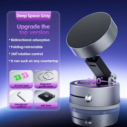 Mini Vacuum Magnetic Phone Holder | Double-Sided Suction, Foldable Stand for iPhone & Android