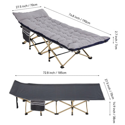 【Breeins】Folding Camping Cot with Mattress – Heavy Duty Portable Outdoor Bed for Adults, Includes Carry Bag