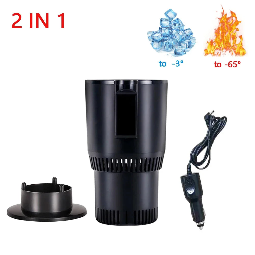 Car Heating Cooling Cup 12V 2 in1 Smart Car Cup Holder Digital Temperature Display Drink Cup Warmer Cooler Mini Car Refrigerator