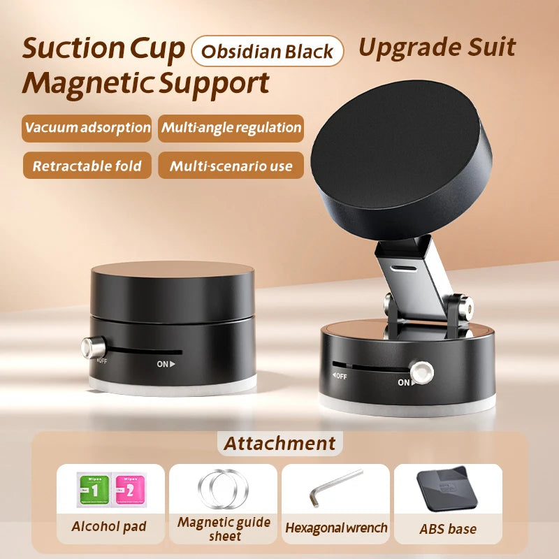 Mini Vacuum Magnetic Phone Holder | Double-Sided Suction, Foldable Stand for iPhone & Android