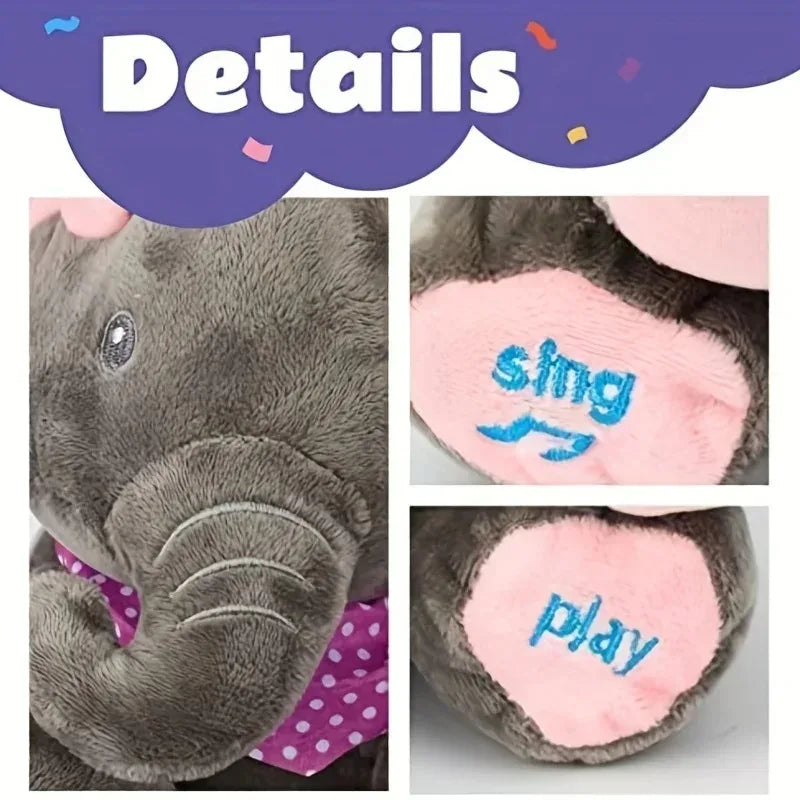 Plush Singing Elephant Toy – Animated Stuffed Animal with Moving Ears, Perfect Baby Gift