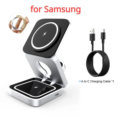 3 in 1 Wireless Charger Stand for IPhone 15 14 13 12 Samsung S23 S22 S21 Galaxy Watch 5 4 Active Buds Fast Charging Dock Station