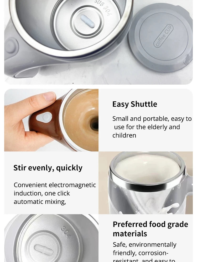 Rechargeable Automatic Stirring Mug – Portable Electric Stainless Steel Cup for Coffee & Drinks