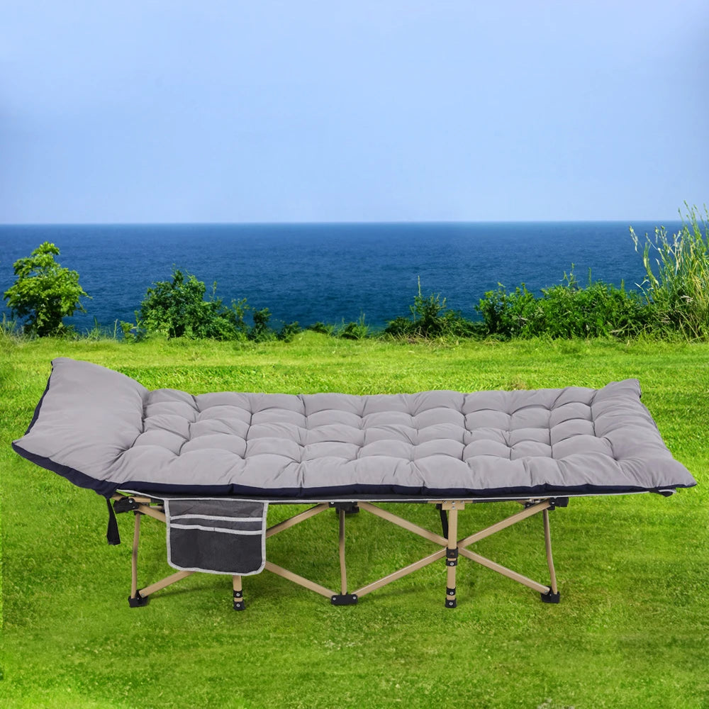 【Breeins】Folding Camping Cot with Mattress – Heavy Duty Portable Outdoor Bed for Adults, Includes Carry Bag