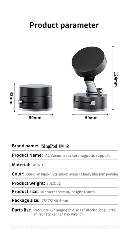 Mini Vacuum Magnetic Phone Holder | Double-Sided Suction, Foldable Stand for iPhone & Android