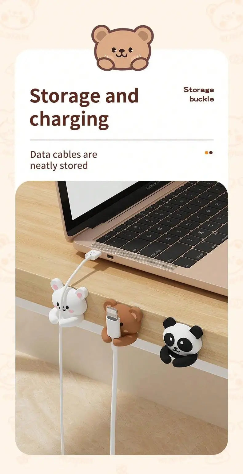 WORTHBUY Cute Desktop Cable Organizer Holder Winder Clips Desk Self-Adhesive Mobile Phone Data Cable Management Wire Cord Holder